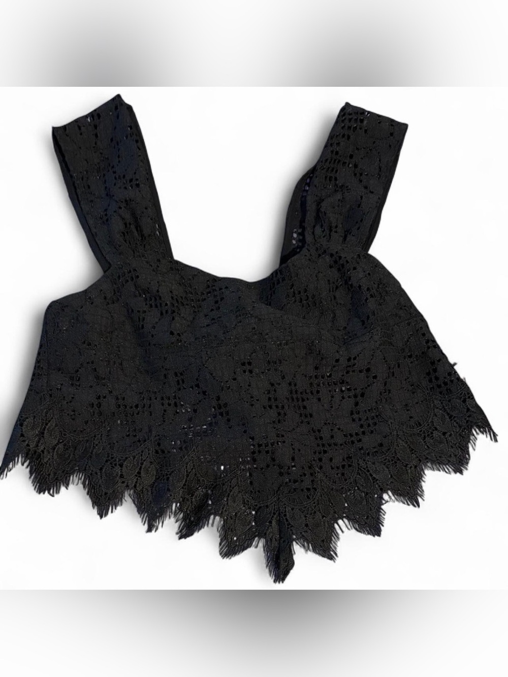 Free People Black Lace Cropped Tank Tie Back